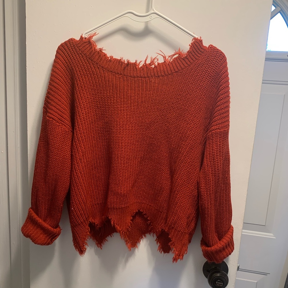 SHEIN Size Med. red distressed sweater